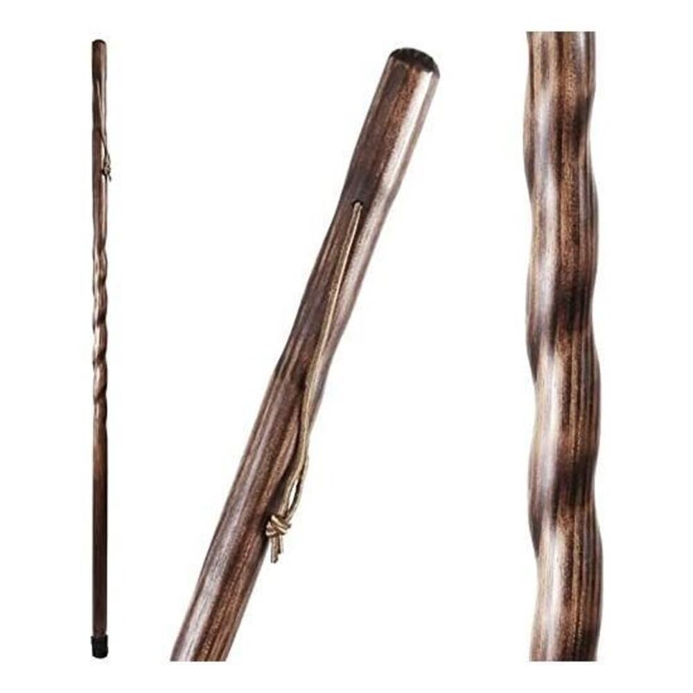 Brazos 55" Twisted Trail Blazer Handcrafted Walking Stick, Brown, Made in The US